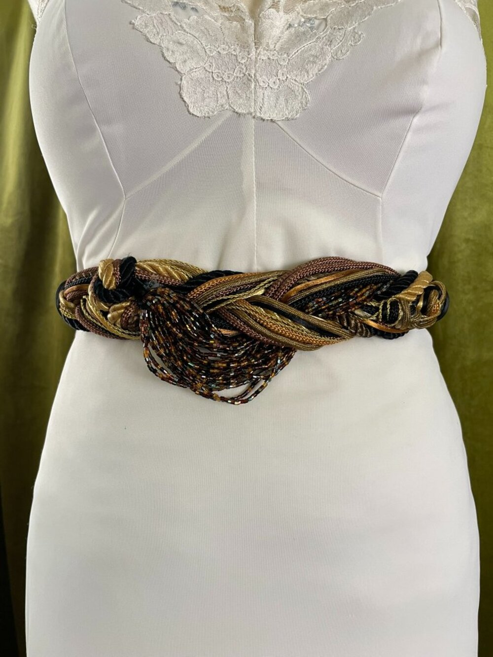 80s Vintage Adjustable Rope Belt, 27 - 35"